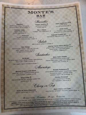 Menu photo 1 Monte's Bar San Francisco, CA Menu photo 1 Monte's Bar San Francisco, CA