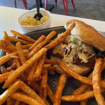 Angry Chickz - Chicken slider (I already ate the first one), seasoned fries, mac and cheese. - Chicken Shop Near Me - Oceanside, California Angry Chickz - Chicken slider (I already ate the first one), seasoned fries, mac and cheese. - Chicken Shop Near Me - Oceanside, California