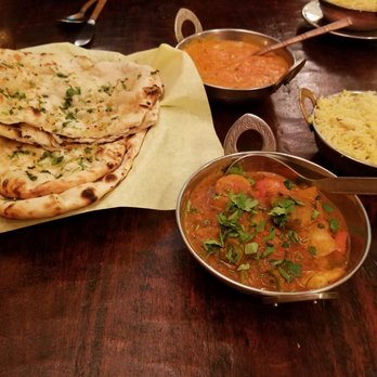 The Dhaba - Garlic naan, chicken tikka masala, rice and kadahi jhinga (shrimp) - Indian Near Me - Tempe, Arizona The Dhaba - Garlic naan, chicken tikka masala, rice and kadahi jhinga (shrimp) - Indian Near Me - Tempe, Arizona