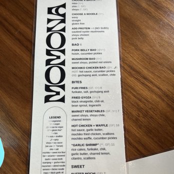 Momona - Menu - Ramen Near Me - Chico, California