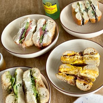El Bagel - Top right: EB Original Bottom right: B.E.C. Top left: Lox Supreme Bottom left: Avo Spesh - Bagels Near Me - Miami, Florida