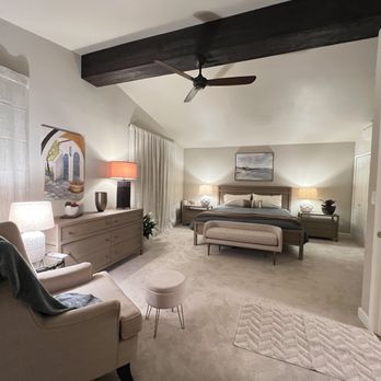 Pro Construction - Newly remodeled bedroom with soffit gone and a faux ceiling beam - General Contractors Near Me - Gardena, California