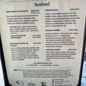 Solomon's Landing - Menu - Seafood Near Me - Cabo San Lucas, BCS Solomon's Landing - Menu - Seafood Near Me - Cabo San Lucas, BCS