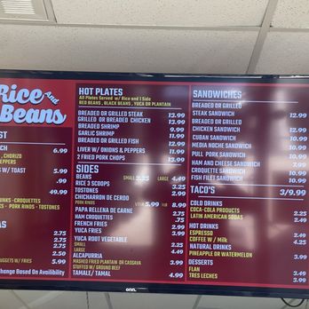 Rice And Beans - Menu 8/2025 - Spanish Near Me - Spring Hill, Florida