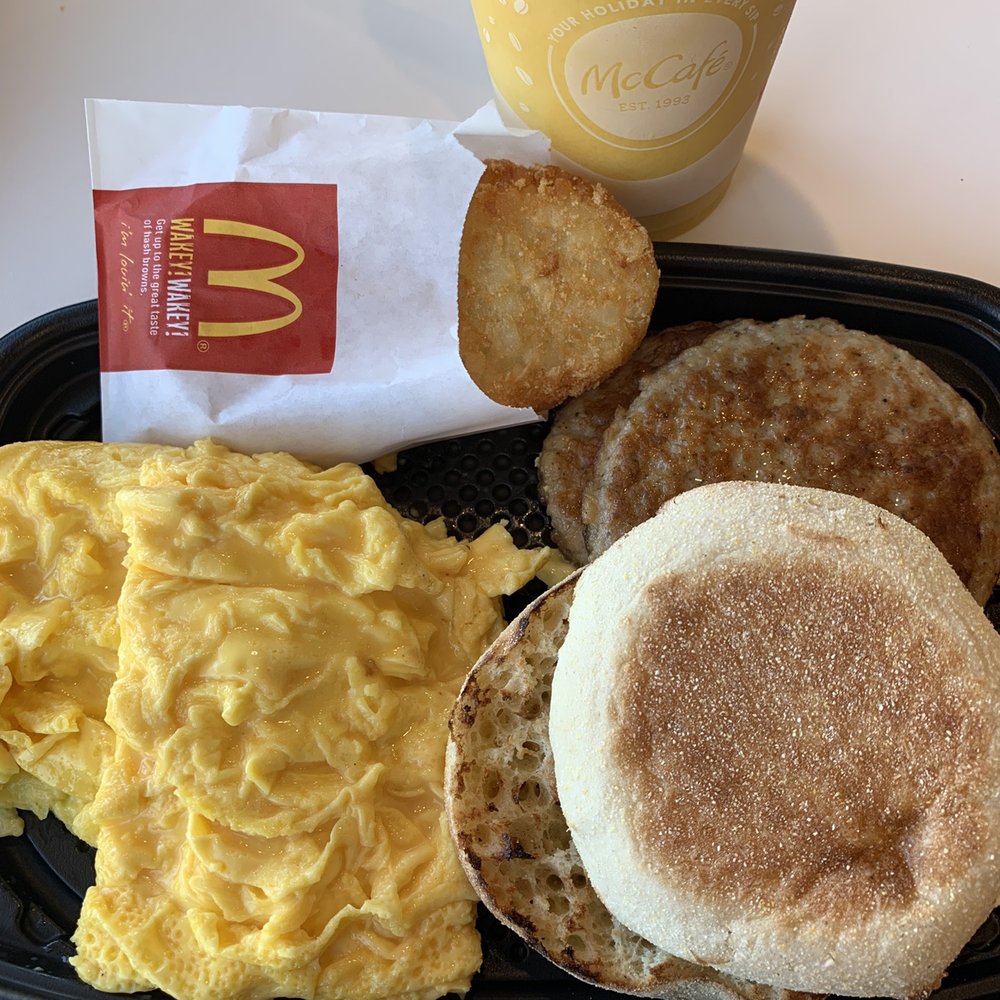 Breakfast with extra egg and extra sausage. Breakfast with extra egg and extra sausage.