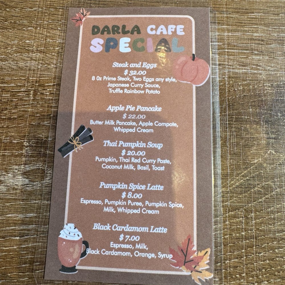 Darla Cafe  - Special menu - as of 10.20.24 - Asian Fusion Near Me - Saratoga, California