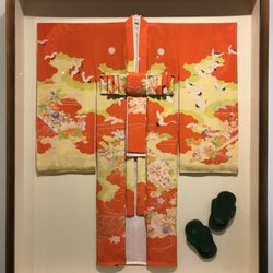Village Frame & Gallery - Antique silk kimono and shoes