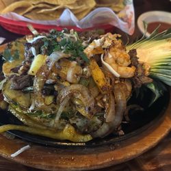Canelo's - The pineapple fajita with beef, chicken and shrimp. It was delicious.