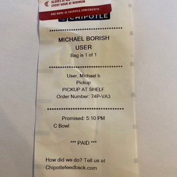 Chipotle Mexican Grill - Receipt - Mexican Near Me - Windermere, Florida