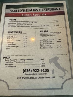 Menu photo 4 Saullo's Restaurant St. Charles, MO