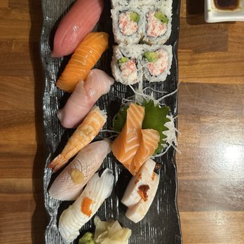 Oki Sushi - Oki Combo (came with miso soup and salad not pictured) - only $27.50 for a California Roll, 6 pc nigiri, and 4 pc sashimi - Sushi Bars Near Me - San Francisco, California Oki Sushi - Oki Combo (came with miso soup and salad not pictured) - only $27.50 for a California Roll, 6 pc nigiri, and 4 pc sashimi - Sushi Bars Near Me - San Francisco, California