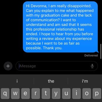 Butter Bakery - The last text I sent her. Hoping for clarity. - Cupcakes Near Me