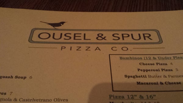 Menu photo 5 Ousel & Spur Pizza Co Big Sky, MT