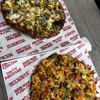 Naan Twist - Pesto chicken twist and Butter chicken on naan crust - Indian Near Me - Riverside, California
