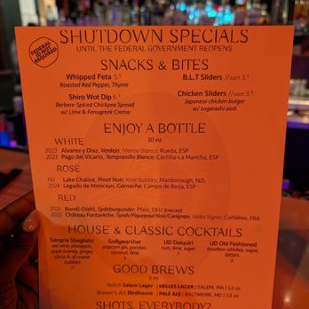 Ugly Duckling - Shutdown Menu - Wine Bars Near Me - Washington, DC, District of Columbia