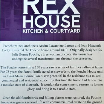 Rex House Kitchen & Courtyard - History - Cajun/Creole Near Me - New Orleans, Louisiana