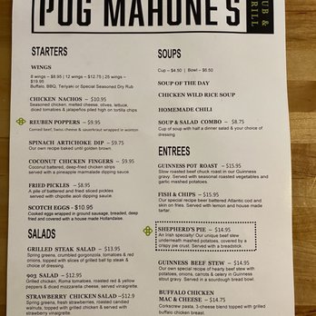 Pog Mahone’s Pub & Grill - Menu - Irish Pub Near Me - Minneapolis, Minnesota