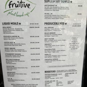 Fruitive - Healthy Food & Smoothies - Menu - Juice Bars & Smoothies Near Me - Washington, DC, District of Columbia