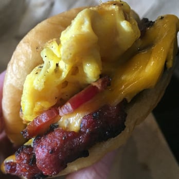 BomboBar - Stellar breakfast sandweeeeech. Yummers. Thick slices bacon, egg, sausage patty, cheese, donut. Oink oink moo - Desserts Near Me - Chicago, Illinois BomboBar - Stellar breakfast sandweeeeech. Yummers. Thick slices bacon, egg, sausage patty, cheese, donut. Oink oink moo - Desserts Near Me - Chicago, Illinois