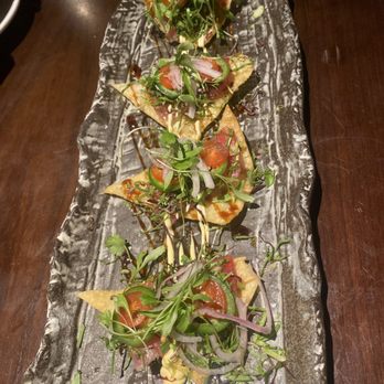 Karma - Tuna pizza (arrived before drinks) - Asian Fusion Near Me - Westford, Massachusetts Karma - Tuna pizza (arrived before drinks) - Asian Fusion Near Me - Westford, Massachusetts