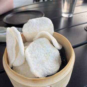 Saap - Free appetizer they brought out - shrimp and tapioca starch crisps (gluten free) - Laotian Near Me - Cary, North Carolina Saap - Free appetizer they brought out - shrimp and tapioca starch crisps (gluten free) - Laotian Near Me - Cary, North Carolina