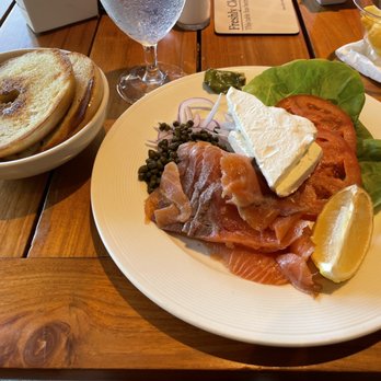 Mauka Makai - Breakfast smoked salmon bagel. - Seafood Near Me - Lahaina, Hawaii Mauka Makai - Breakfast smoked salmon bagel. - Seafood Near Me - Lahaina, Hawaii