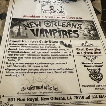 Vampire Cafe - Menu - Cafes Near Me - New Orleans, Louisiana