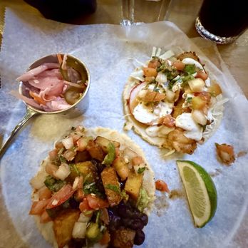 Black Sheep - Potato and black bean taco and Baja fish taco - Bars Near Me - Bellingham, Washington