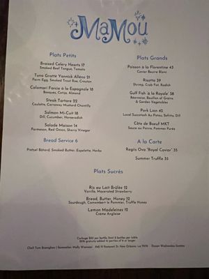 Menu photo 1 Mamou New Orleans, LA