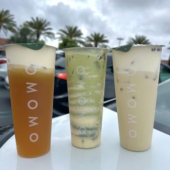 OMOMO Tea Shoppe - Jasmine Green Tea w/ Cheese Foam (left) Oreo Brûlée Green Milk Tea (middle) Oolong Milk Tea w/ Cheese Foam (right) - Coffee & Tea Near Me - Irvine, California OMOMO Tea Shoppe - Jasmine Green Tea w/ Cheese Foam (left) Oreo Brûlée Green Milk Tea (middle) Oolong Milk Tea w/ Cheese Foam (right) - Coffee & Tea Near Me - Irvine, California