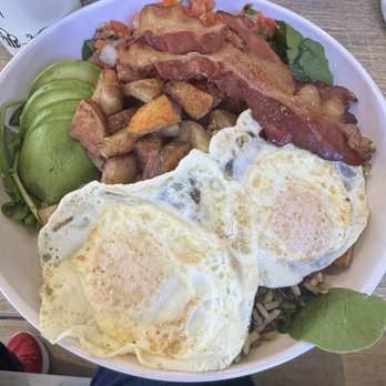 Vine Cafe - Sunny side up breakfast bowl- I asked for my egg to cooked medium though. - Juice Bars & Smoothies Near Me - New Bern, North Carolina Vine Cafe - Sunny side up breakfast bowl- I asked for my egg to cooked medium though. - Juice Bars & Smoothies Near Me - New Bern, North Carolina