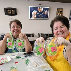 Painting wine glasses at Canyon Crest Winery Riverside