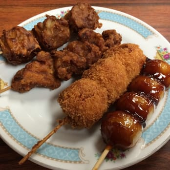 Mitsuru Cafe - Pork Shu Mai, Chicken, Shrimp Ball, and Mochi Balls! Goodness on various sticks! - Japanese Near Me - Los Angeles, California Mitsuru Cafe - Pork Shu Mai, Chicken, Shrimp Ball, and Mochi Balls! Goodness on various sticks! - Japanese Near Me - Los Angeles, California