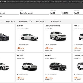 Sixt - SUV prices during my rental period (overcharged in person at this branch) - Car Rental Near Me - Denver, Colorado Sixt - SUV prices during my rental period (overcharged in person at this branch) - Car Rental Near Me - Denver, Colorado