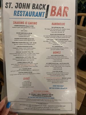 Menu photo 1 Back Bar St John, VI