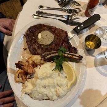 The Warehouse Restaurant - My delicious rib eye and prawns. - Seafood Near Me - Marina del Rey, California The Warehouse Restaurant - My delicious rib eye and prawns. - Seafood Near Me - Marina del Rey, California
