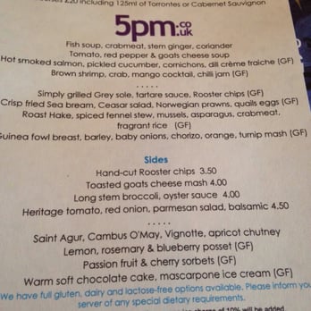 Gamba - 5pm.com menu. £20 for three courses and a small glass of wine. - Seafood Near Me - Glasgow, GLG