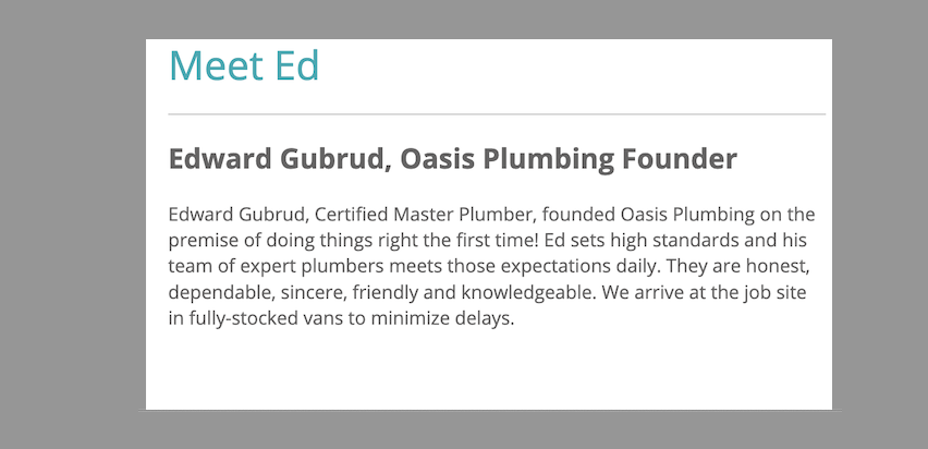 Slide of Oasis Plumbing