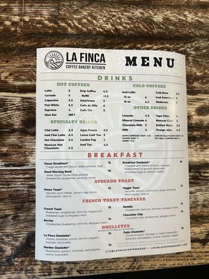 Menu photo 1 La Finca Coffee & Bakery Frisco, TX Menu photo 1 La Finca Coffee & Bakery Frisco, TX
