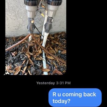 A. Amezcua Landscaping - Directly hooked the ground dripping soft pipes to sprinkler valves and skipped out the pvc pipes. Let the ground pipes hanging in the air. - Landscaping Near Me