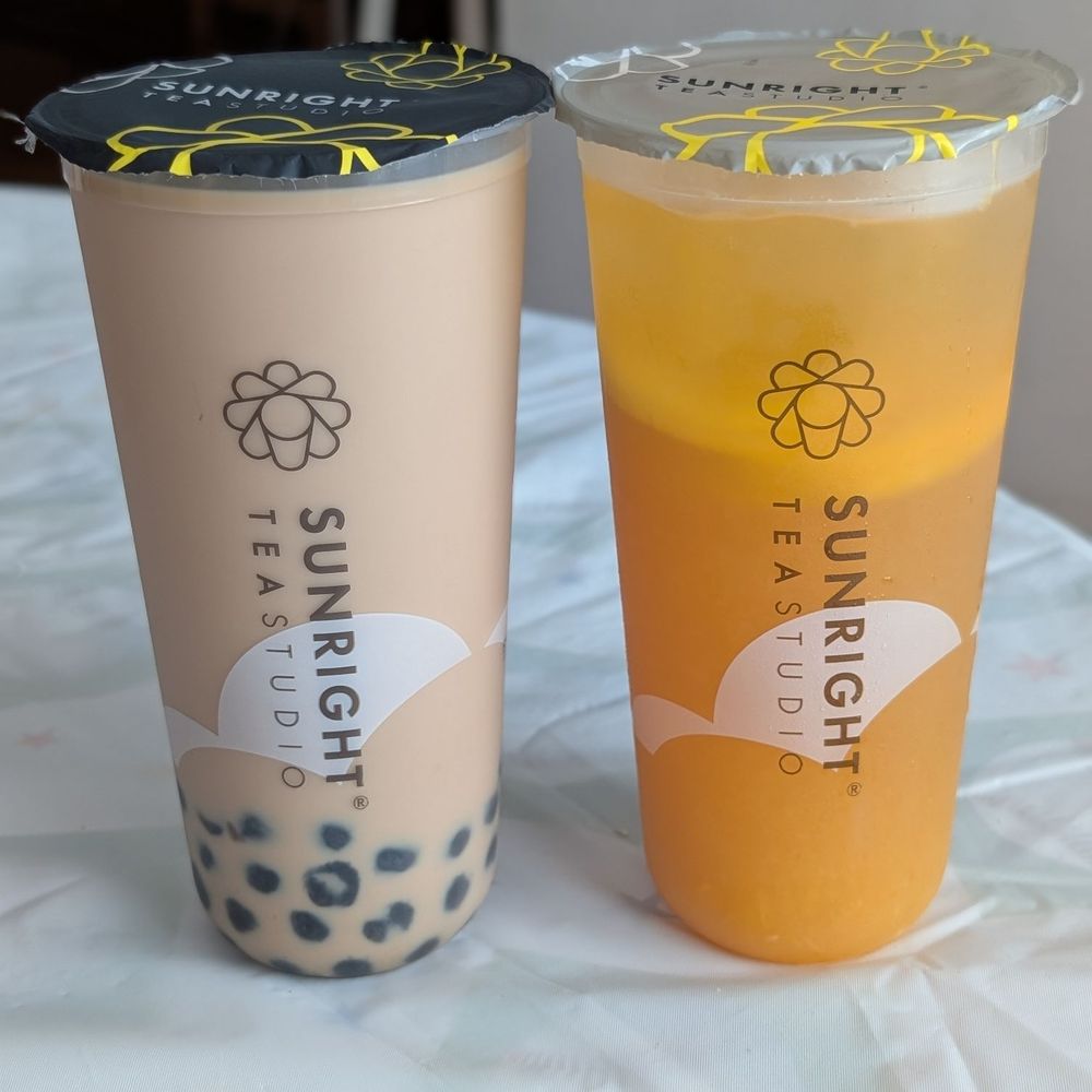 Boba milk tea and fruit tea were delicious Boba milk tea and fruit tea were delicious