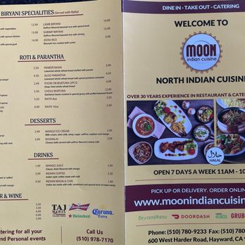 Moon Indian Cuisine - Menu 2 of 2 - Indian Near Me - Hayward, California Moon Indian Cuisine - Menu 2 of 2 - Indian Near Me - Hayward, California
