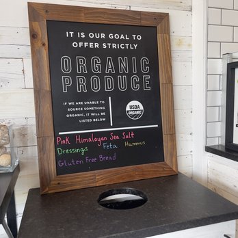 Clean Juice - a chalkboard sign for organic produce - Juice Bars & Smoothies Near Me - Naperville, Illinois