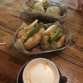 Macondo Coffee Roasters - Chai latte, Egg and Cheese Sandwich, I added avocado and ham, El Gringo wrap - Coffee & Tea Near Me - Doral, Florida Macondo Coffee Roasters - Chai latte, Egg and Cheese Sandwich, I added avocado and ham, El Gringo wrap - Coffee & Tea Near Me - Doral, Florida