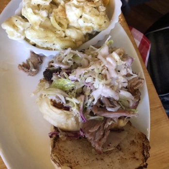 Salt + Smoke - Pulled pork sandwich with Mac-n-Cheese side - Bars Near Me - Saint Louis, Missouri Salt + Smoke - Pulled pork sandwich with Mac-n-Cheese side - Bars Near Me - Saint Louis, Missouri
