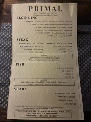 Menu photo 1 Primal By Mia Cape May, NJ