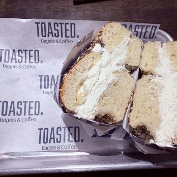 Toasted - Everything with plain CC - Bagels Near Me - Seattle, Washington Toasted - Everything with plain CC - Bagels Near Me - Seattle, Washington