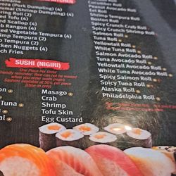 Ooka Sushi - The lunch menu I wish they had the sweetie roll on there