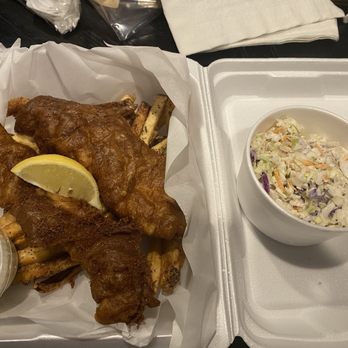 Sean Patrick's Irish Pub + Texas Grub - Guinness Fish & Chips with Coleslaw - Irish Near Me - San Marcos, Texas