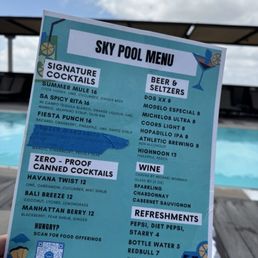 Pool drink menu